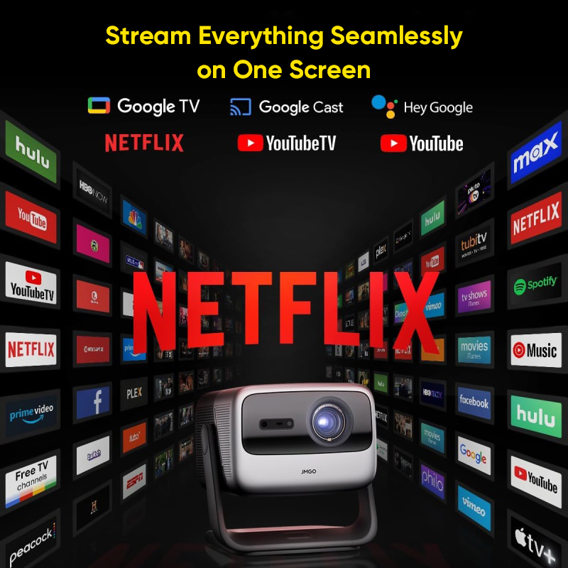 Netflix Home Cinema - Projetor JMGO N1S Ultimate 4K, Versão