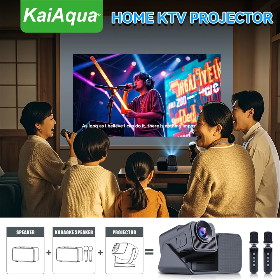 Home Cinema Karaoke Projector - KaiAqua KTV Projetor de karaokê HT36
