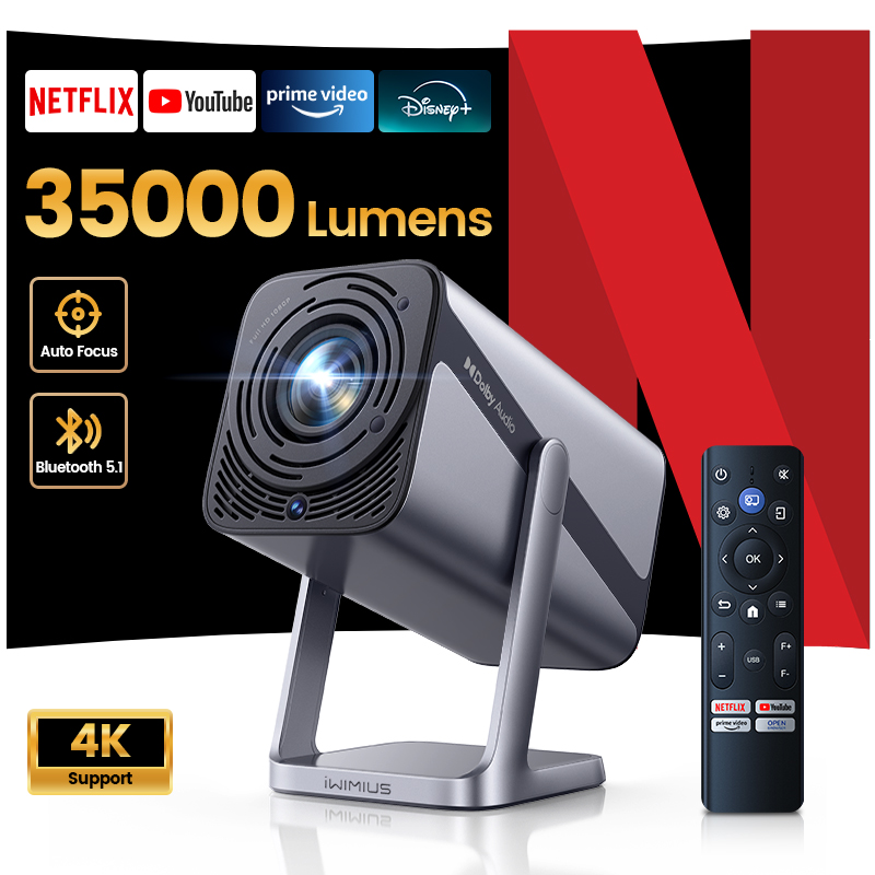 Netflix Home Cinema - Projetor WIMIUS 4K Licenciado pela Netflix